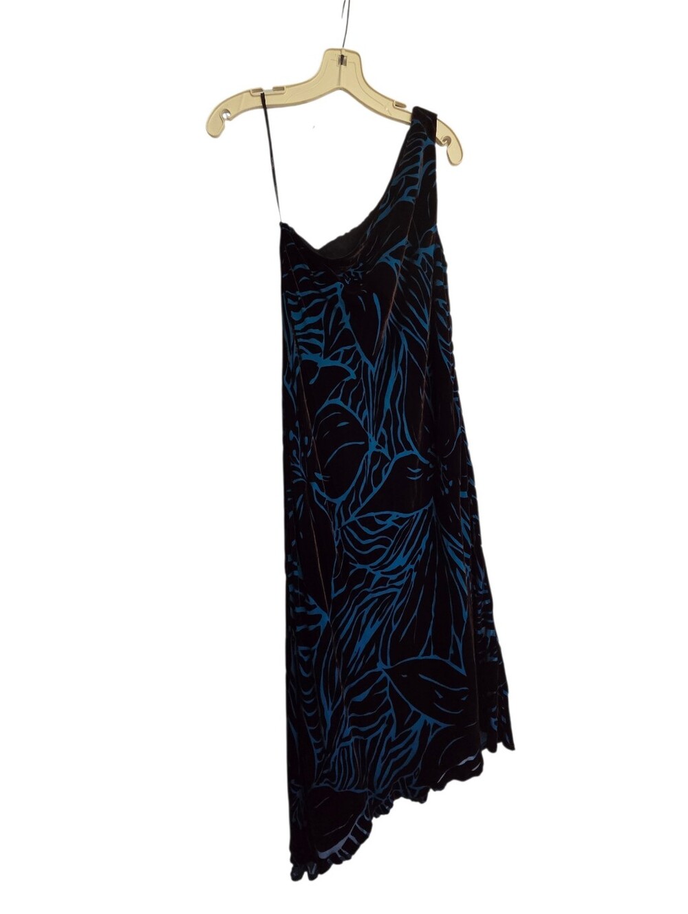 Tessuto Blue/ Black 100% Silk One Shoulder Cocktail Dress Party NWT Size Large